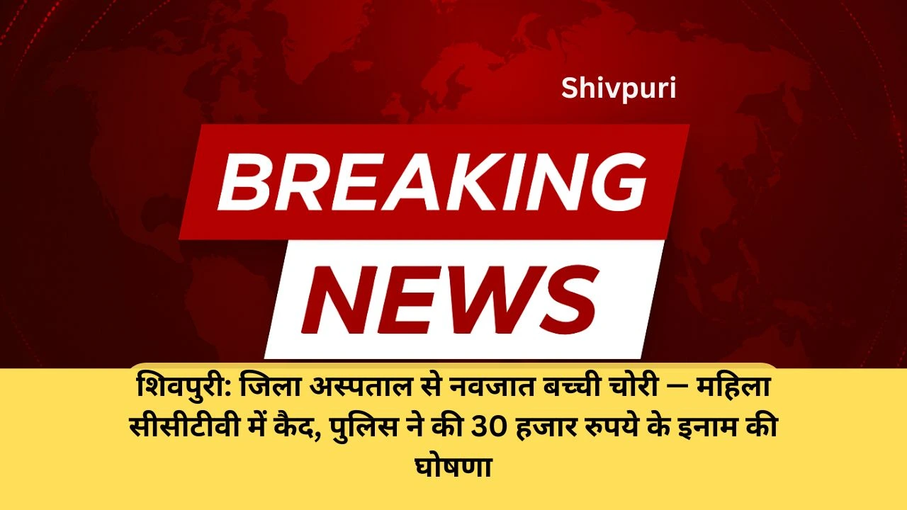 शिवपुरी: जिला अस्पताल से नवजात बच्ची चोरी — महिला सीसीटीवी में कैद, पुलिस ने की 30 हजार रुपये के इनाम की घोषणा